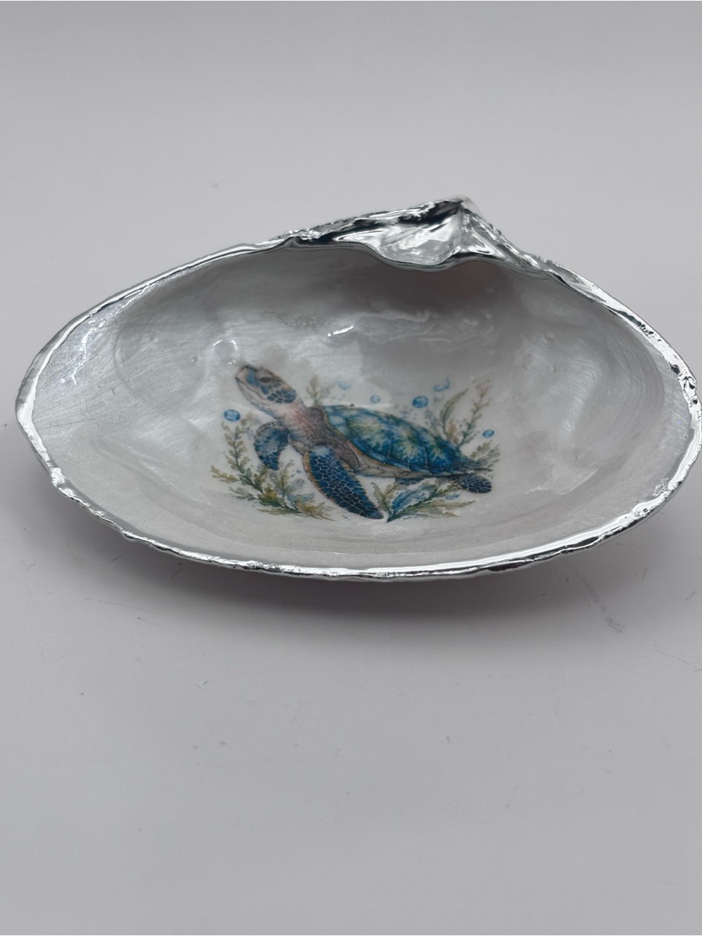 Coastal Sea Turtle Decorative Shell Bowl - Blue - Picture 2 of 4